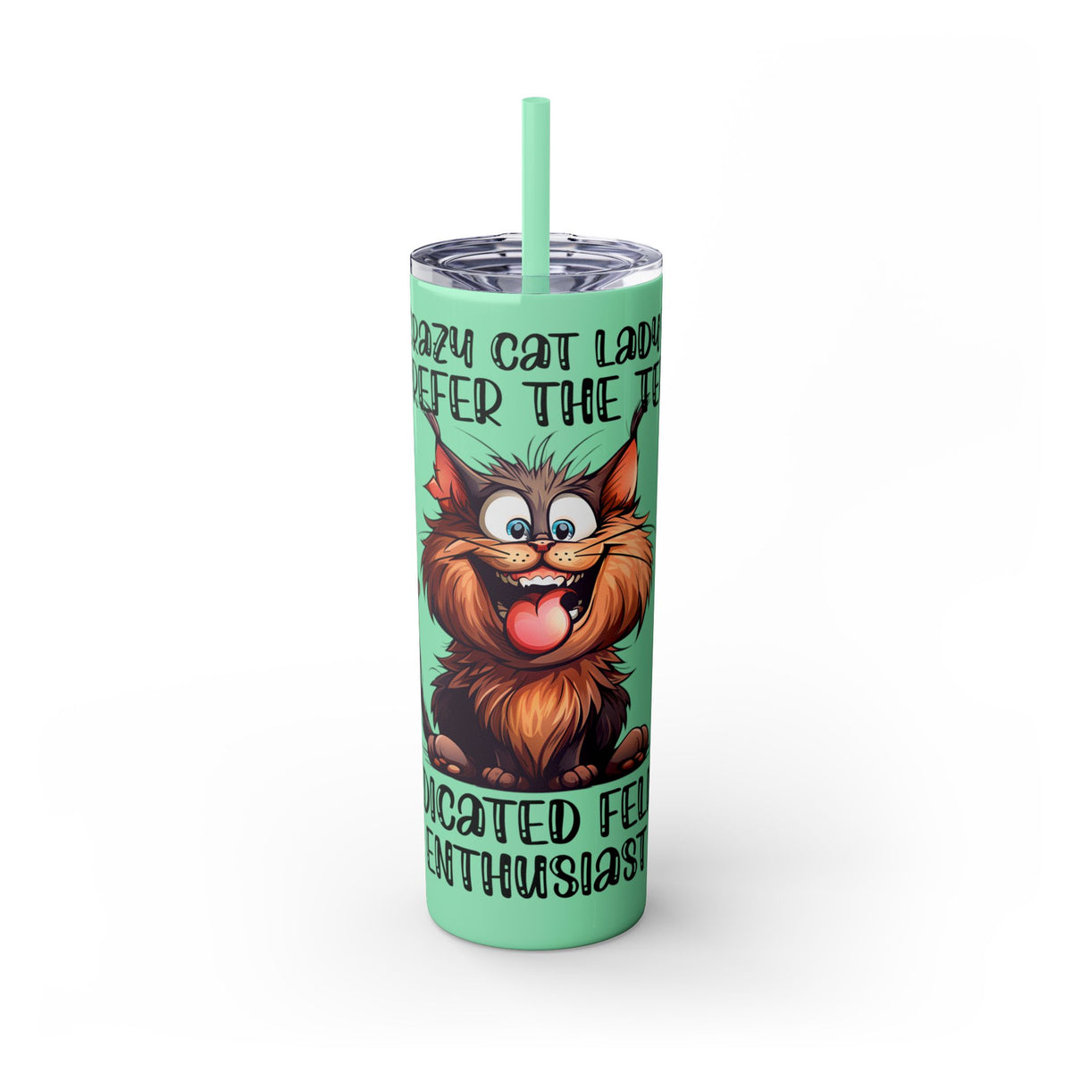 Funny Cat Skinny Tumbler with Straw, 20oz