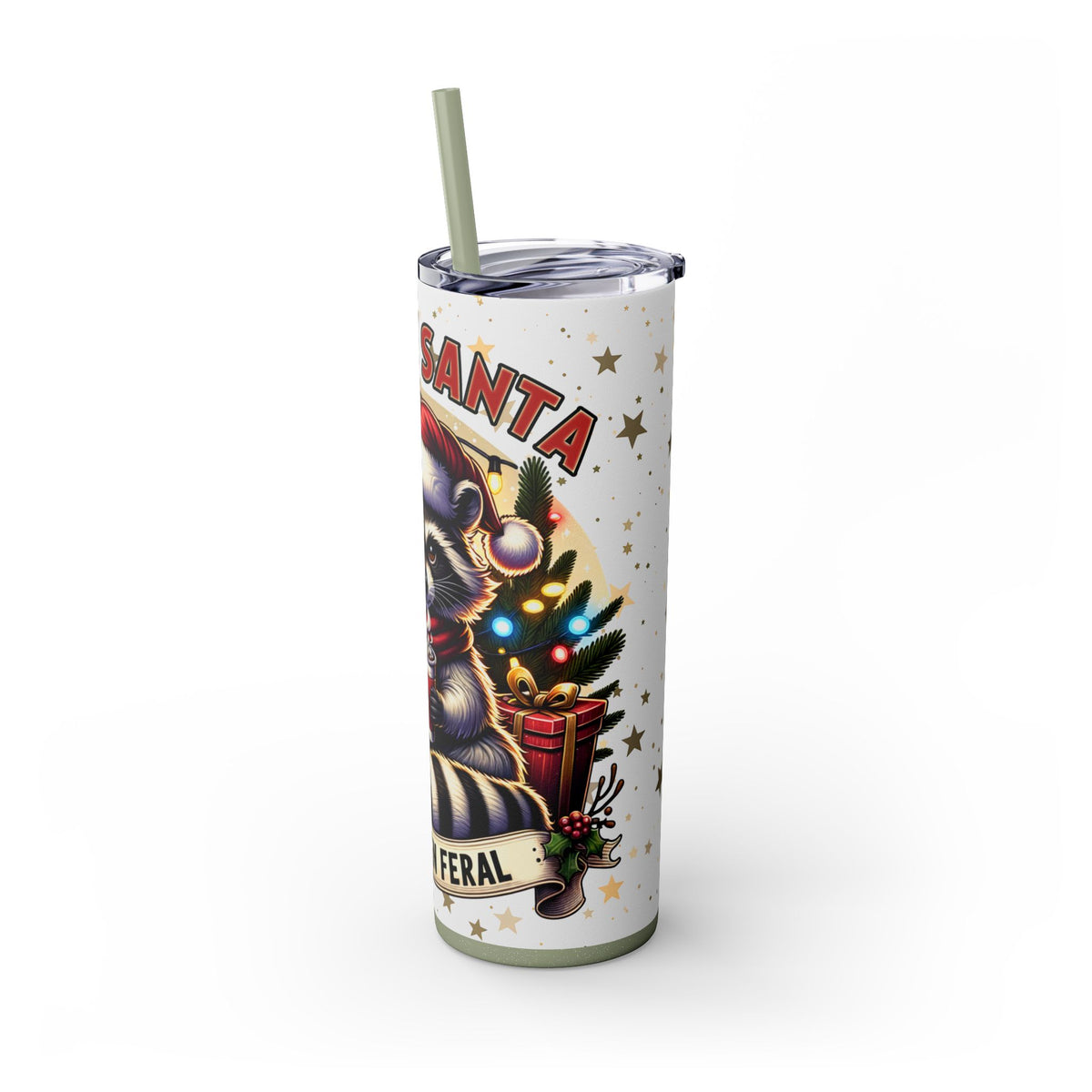 Funny Santa Skinny Tumbler with Straw, 20oz