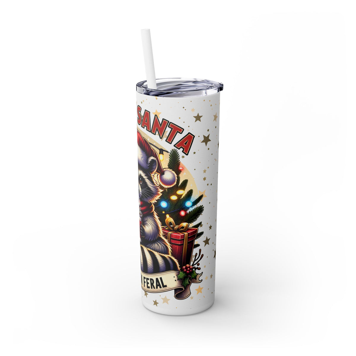 Funny Santa Skinny Tumbler with Straw, 20oz