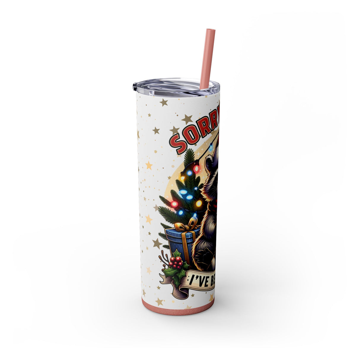 Funny Santa Skinny Tumbler with Straw, 20oz