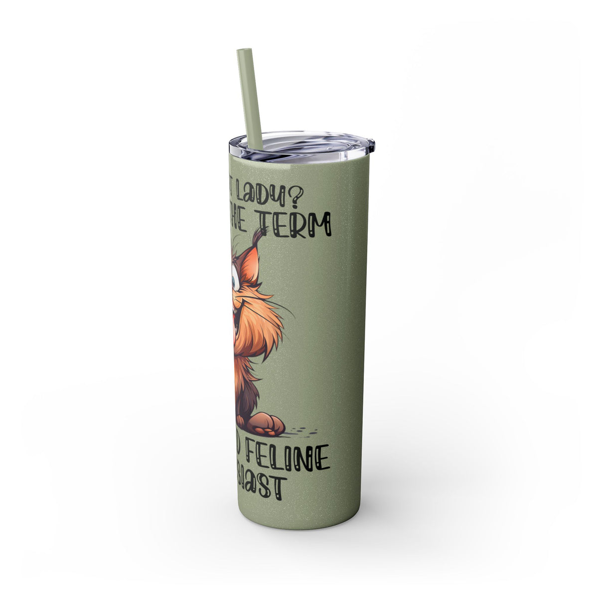 Funny Cat Skinny Tumbler with Straw, 20oz