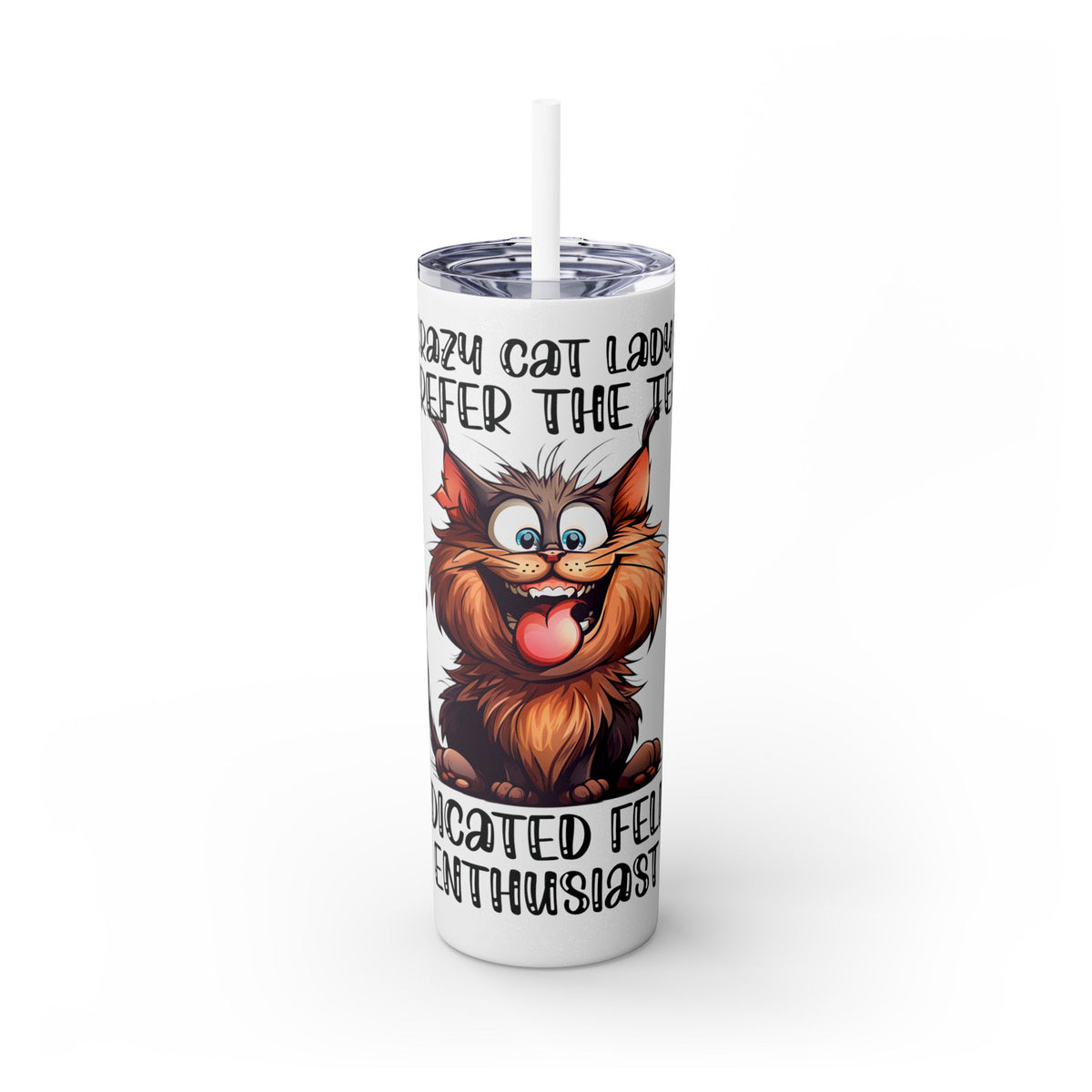 Funny Cat Skinny Tumbler with Straw, 20oz