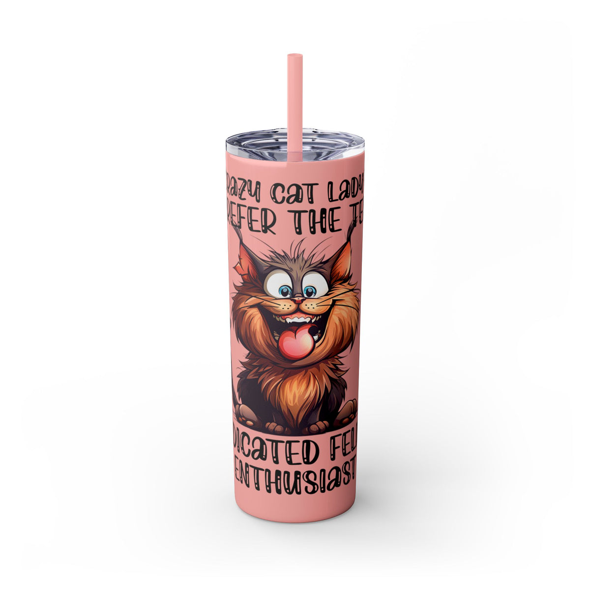 Funny Cat Skinny Tumbler with Straw, 20oz