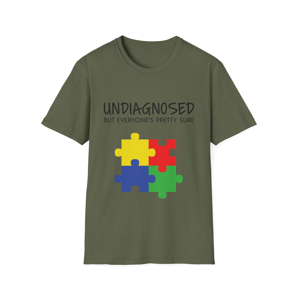 Unisex Softstyle T-Shirt - "Undiagnosed But Everyone's Pretty Sure" Puzzle Design